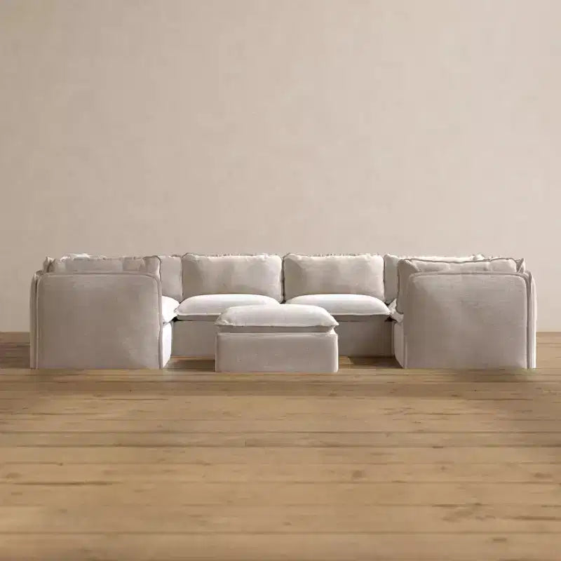 Sofá Seccional en U Modular Lavable de 6 Plazas Anabei + Otomana | Asiento Memorix+ y Almohada Contorno