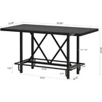 Mesa de bar Lantine de 63 pulgadas, mesa alta industrial con reposapiés de metal para comedor, bar en casa, negra