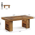 Lantine - Mesa de comedor rústica de 63 pulgadas para 6 personas, mesa de cocina rectangular de madera con patas de alta resistencia para comidas familiares, comedor, marrón rústico