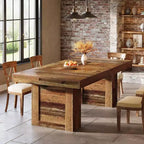 Lantine - Mesa de comedor rústica de 63 pulgadas para 6 personas, mesa de cocina rectangular de madera con patas de alta resistencia para comidas familiares, comedor, marrón rústico