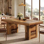 Lantine - Mesa de comedor rústica de 63 pulgadas para 6 personas, mesa de cocina rectangular de madera con patas de alta resistencia para comidas familiares, comedor, marrón rústico