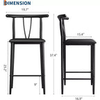 Taburetes de bar de confort moderno, juego de 2 o 4 sillas de 25 pulgadas de altura de encimera con respaldo y reposapiés, tapizadas en piel sintética, para isla de cocina, comedor