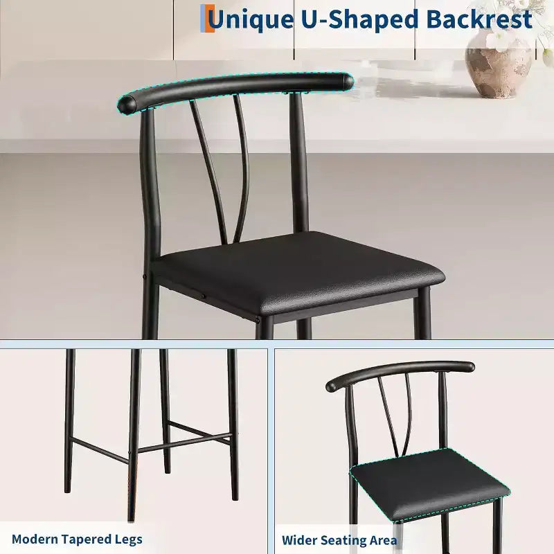 Taburetes de bar de confort moderno, juego de 2 o 4 sillas de 25 pulgadas de altura de encimera con respaldo y reposapiés, tapizadas en piel sintética, para isla de cocina, comedor