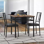 Juego de mesa de comedor de 3 piezas para 2 personas, mesa de cocina de madera industrial y 2 sillas tapizadas de cuero sintético con estructura de metal para espacios pequeños, apartamentos