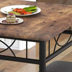 Juego de mesa de comedor de 3 piezas para 2 personas, mesa de cocina de madera industrial y 2 sillas tapizadas de cuero sintético con estructura de metal para espacios pequeños, apartamentos