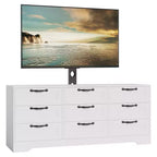 Cómoda de 9 cajones y mueble para TV con soporte para televisores de 32 a 85 pulgadas, centro de entretenimiento moderno con cajones, mesa de consola multimedia para dormitorio y sala de estar