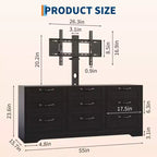 Cómoda de 9 cajones y mueble para TV con soporte para televisores de 32 a 85 pulgadas, centro de entretenimiento moderno con cajones, mesa de consola multimedia para dormitorio y sala de estar