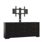 Cómoda de 9 cajones y mueble para TV con soporte para televisores de 32 a 85 pulgadas, centro de entretenimiento moderno con cajones, mesa de consola multimedia para dormitorio y sala de estar