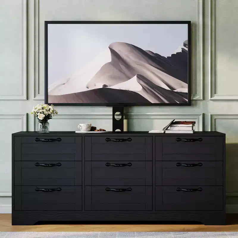 9 Drawer Dresser TV Stand with Mount for 32-85 in TVs, Modern Entertainment Center with Drawers, Media Console Table for Bedroom Living Room