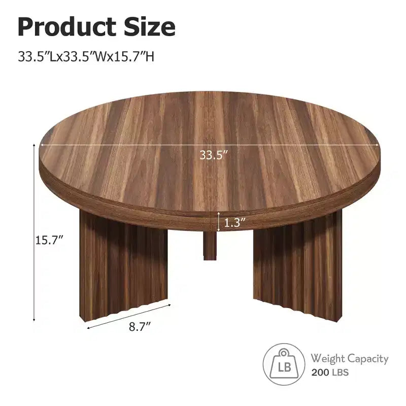 COZONY Mesa de centro redonda pequeña de 33.4 pulgadas con patas estriadas gruesas, mesa auxiliar para sala de estar o dormitorio, fácil montaje