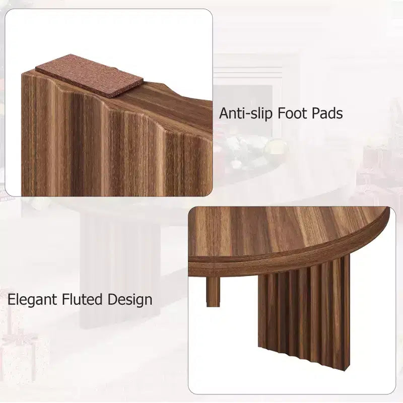 COZONY Mesa de centro redonda pequeña de 33.4 pulgadas con patas estriadas gruesas, mesa auxiliar para sala de estar o dormitorio, fácil montaje