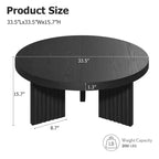 COZONY Mesa de centro redonda pequeña de 33.4 pulgadas con patas estriadas gruesas, mesa auxiliar para sala de estar o dormitorio, fácil montaje