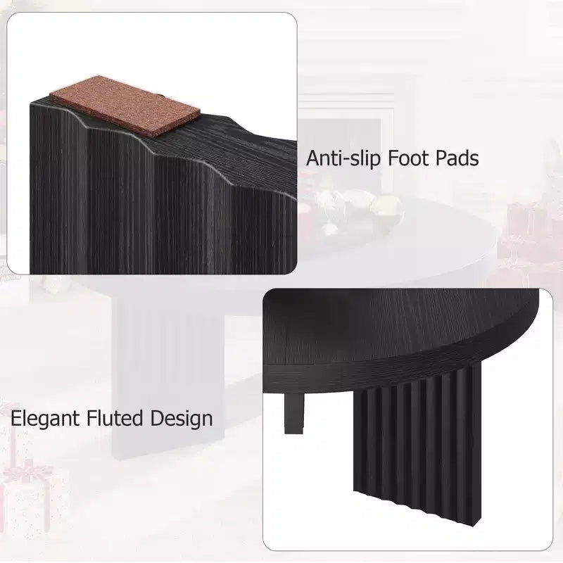 COZONY Mesa de centro redonda pequeña de 33.4 pulgadas con patas estriadas gruesas, mesa auxiliar para sala de estar o dormitorio, fácil montaje