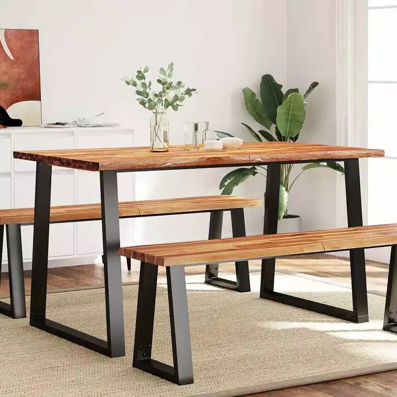 vidaXL Mesa de Comedor con Borde Natural Mesa de Cena para Cocina Madera Maciza de Acacia