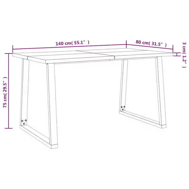 vidaXL Mesa de Comedor con Borde Natural Mesa de Cena para Cocina Madera Maciza de Acacia