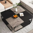 Mesa de centro Lantine de 39 pulgadas con estante de almacenamiento abierto, mesa central baja cuadrada de madera grande para sala de estar, oficina en casa, negro rústico gris