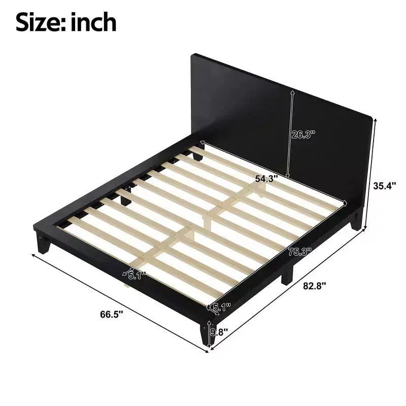 Base y armazón de cama completa Whisen con cabecero y soporte de listones de madera