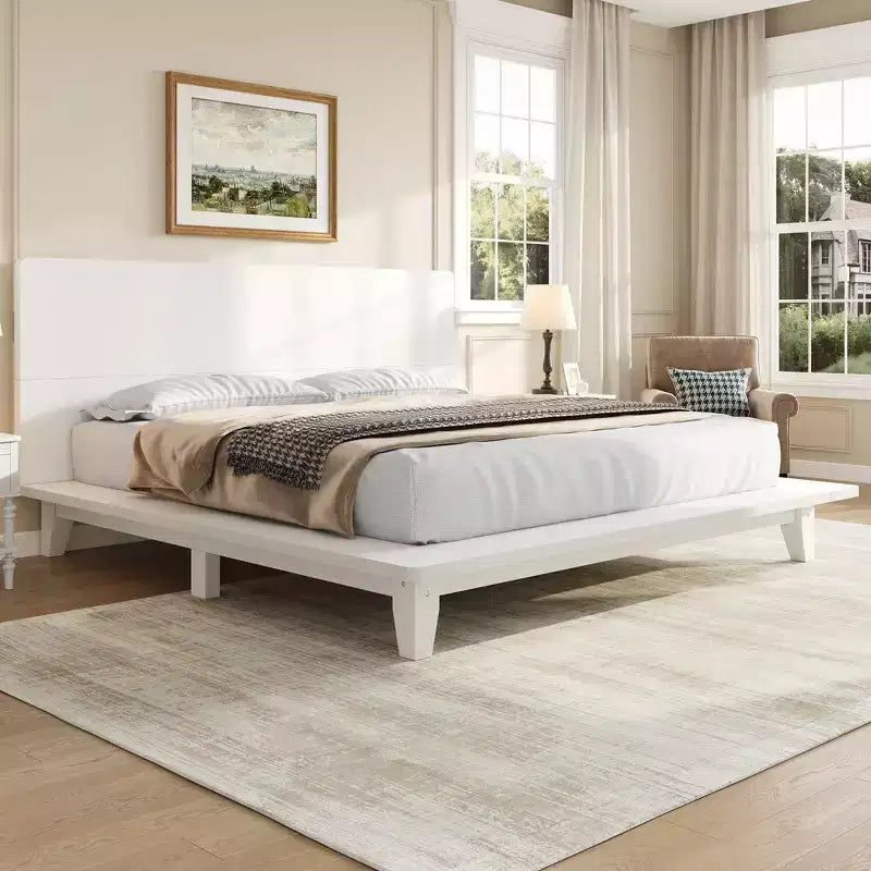 Base y armazón de cama completa Whisen con cabecero y soporte de listones de madera
