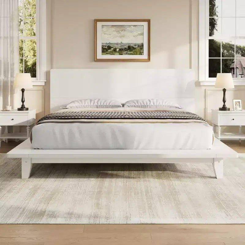 Base y armazón de cama completa Whisen con cabecero y soporte de listones de madera
