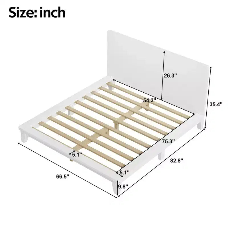 Base y armazón de cama completa Whisen con cabecero y soporte de listones de madera