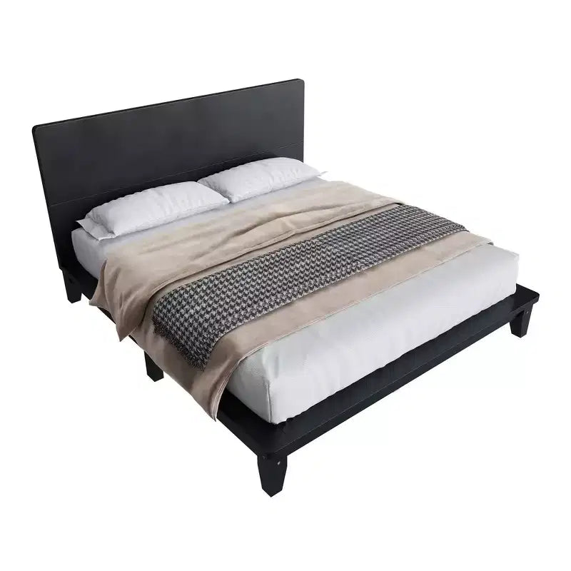 Base y armazón de cama completa Whisen con cabecero y soporte de listones de madera