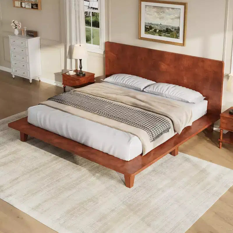 Base y armazón de cama completa Whisen con cabecero y soporte de listones de madera