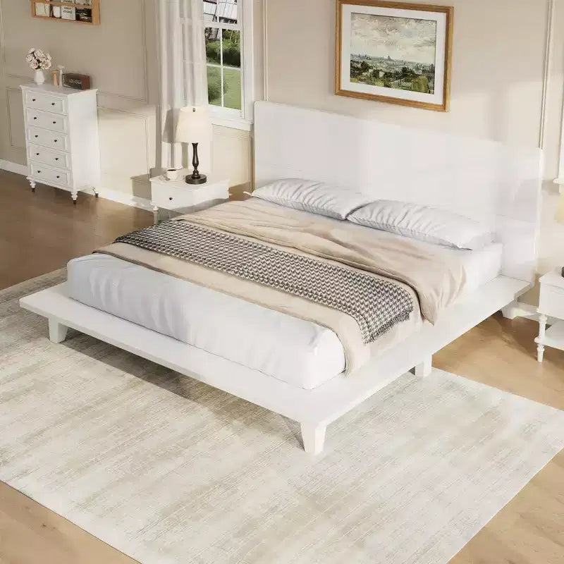 Base y armazón de cama completa Whisen con cabecero y soporte de listones de madera
