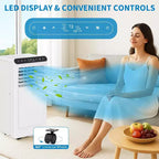 GustoWave 8,000 BTU 3-in-1 Portable Air Conditioner - Cools Up to 450 Sq.Ft, Quiet <42dB with 24H Timer & Remote, Floor Standing