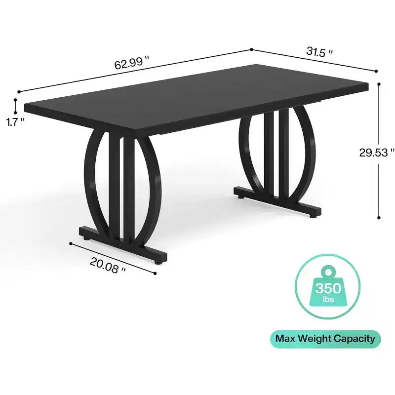 Escritorio para computadora Lantine de 63 pulgadas, escritorio de oficina ejecutivo moderno con marco de metal para oficina en casa, mesa de estudio y escritura, negro claro