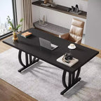 Escritorio para computadora Lantine de 63 pulgadas, escritorio de oficina ejecutivo moderno con marco de metal para oficina en casa, mesa de estudio y escritura, negro claro