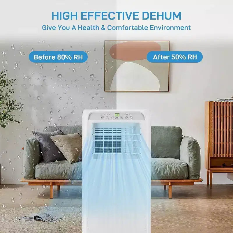GustoWave 8000 BTU 3-In-1 Unit Portable Air Conditioner for Rooms Up to 350 Sq.Ft. with Fast Cooling, Dehumidifier