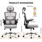 Silla de oficina ergonómica de malla con respaldo alto, reposacabezas y soporte lumbar, silla de escritorio giratoria ajustable para oficina en casa