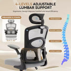 Silla de oficina ergonómica de malla con respaldo alto, reposacabezas y soporte lumbar, silla de escritorio giratoria ajustable para oficina en casa