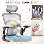 Silla de oficina ergonómica de malla con respaldo alto, reposacabezas y soporte lumbar, silla de escritorio giratoria ajustable para oficina en casa