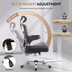 Silla de oficina ergonómica de malla con respaldo alto, reposacabezas y soporte lumbar, silla de escritorio giratoria ajustable para oficina en casa