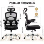 Silla de oficina ergonómica de malla con respaldo alto, reposacabezas y soporte lumbar, silla de escritorio giratoria ajustable para oficina en casa