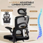 Silla de oficina ergonómica de malla con respaldo alto, reposacabezas y soporte lumbar, silla de escritorio giratoria ajustable para oficina en casa