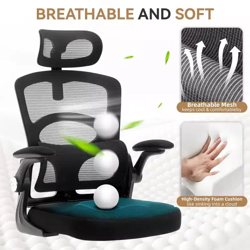 Silla de oficina ergonómica de malla con respaldo alto, reposacabezas y soporte lumbar, silla de escritorio giratoria ajustable para oficina en casa