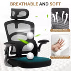 Silla de oficina ergonómica de malla con respaldo alto, reposacabezas y soporte lumbar, silla de escritorio giratoria ajustable para oficina en casa