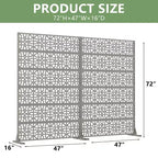 MAYEERTY Perilla 01 Divisor de ambientes de acero galvanizado gris, 72x47x16, pantalla de privacidad de doble cara de 6 paneles