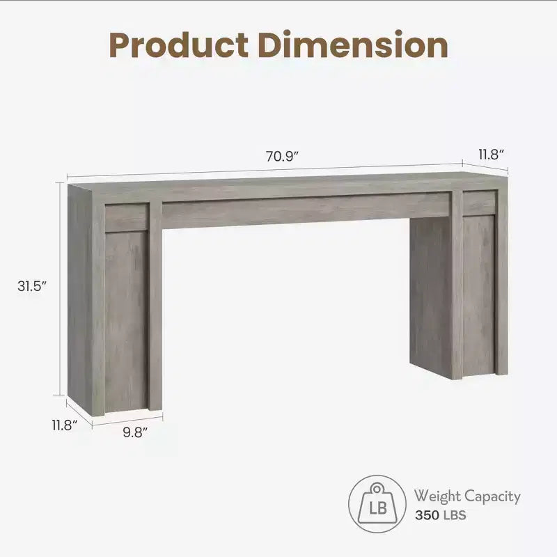 Mesa Consola de Entrada de Granja de 70.9 Pulgadas - Mesa Larga de Sofá Detrás del Sofá, Mesa de Entrada para Decoración de Sala de Estar y Vestíbulo, Nogal