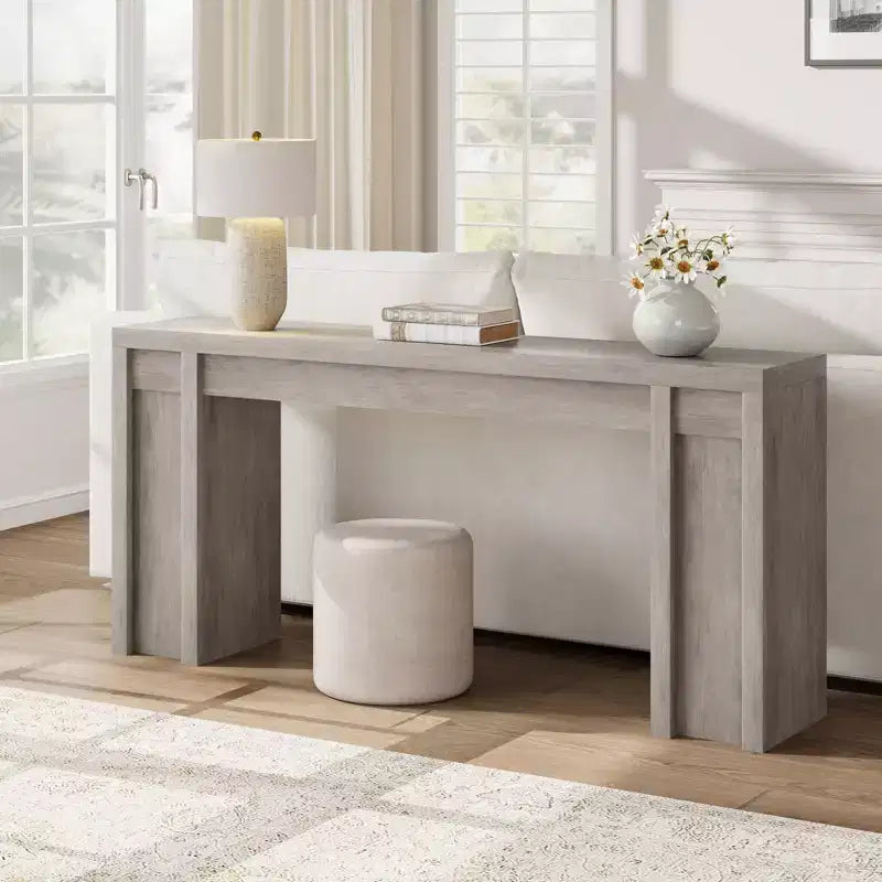 Mesa Consola de Entrada de Granja de 70.9 Pulgadas - Mesa Larga de Sofá Detrás del Sofá, Mesa de Entrada para Decoración de Sala de Estar y Vestíbulo, Nogal