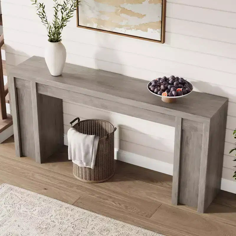 Mesa Consola de Entrada de Granja de 70.9 Pulgadas - Mesa Larga de Sofá Detrás del Sofá, Mesa de Entrada para Decoración de Sala de Estar y Vestíbulo, Nogal