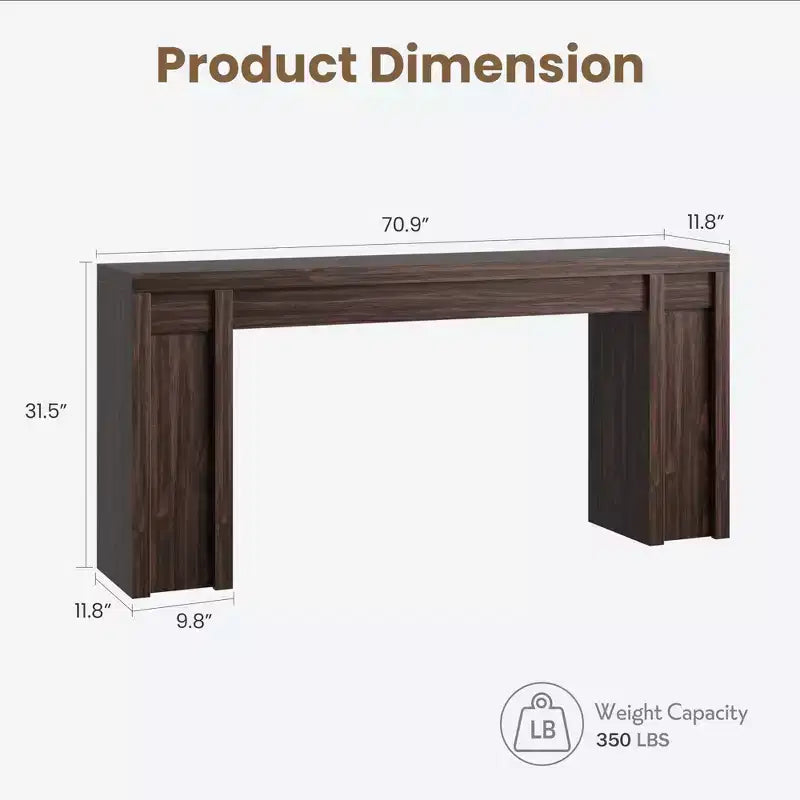 Mesa Consola de Entrada de Granja de 70.9 Pulgadas - Mesa Larga de Sofá Detrás del Sofá, Mesa de Entrada para Decoración de Sala de Estar y Vestíbulo, Nogal
