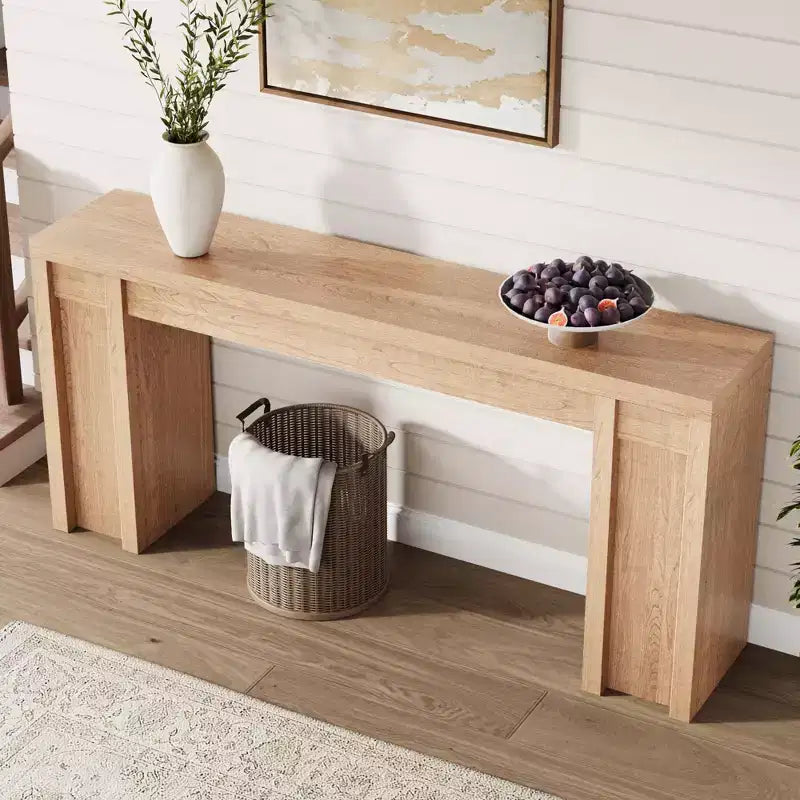 Mesa Consola de Entrada de Granja de 70.9 Pulgadas - Mesa Larga de Sofá Detrás del Sofá, Mesa de Entrada para Decoración de Sala de Estar y Vestíbulo, Nogal