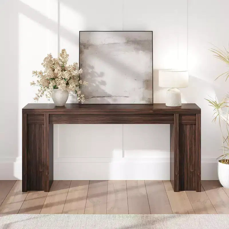 Mesa Consola de Entrada de Granja de 70.9 Pulgadas - Mesa Larga de Sofá Detrás del Sofá, Mesa de Entrada para Decoración de Sala de Estar y Vestíbulo, Nogal