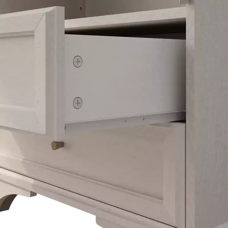 JVNOXK 52.17 pulgadas de alto vitrina con puerta de vidrio y almacenamiento, 2 cajones y estantes ajustables, para sala de estar y dormitorio, color blanco
