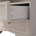 JVNOXK 52.17 pulgadas de alto vitrina con puerta de vidrio y almacenamiento, 2 cajones y estantes ajustables, para sala de estar y dormitorio, color blanco