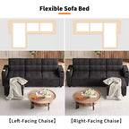 Sofá cama seccional en forma de L de 84" - Chaise reversible con almacenamiento, puertos USB y portavasos - Negro