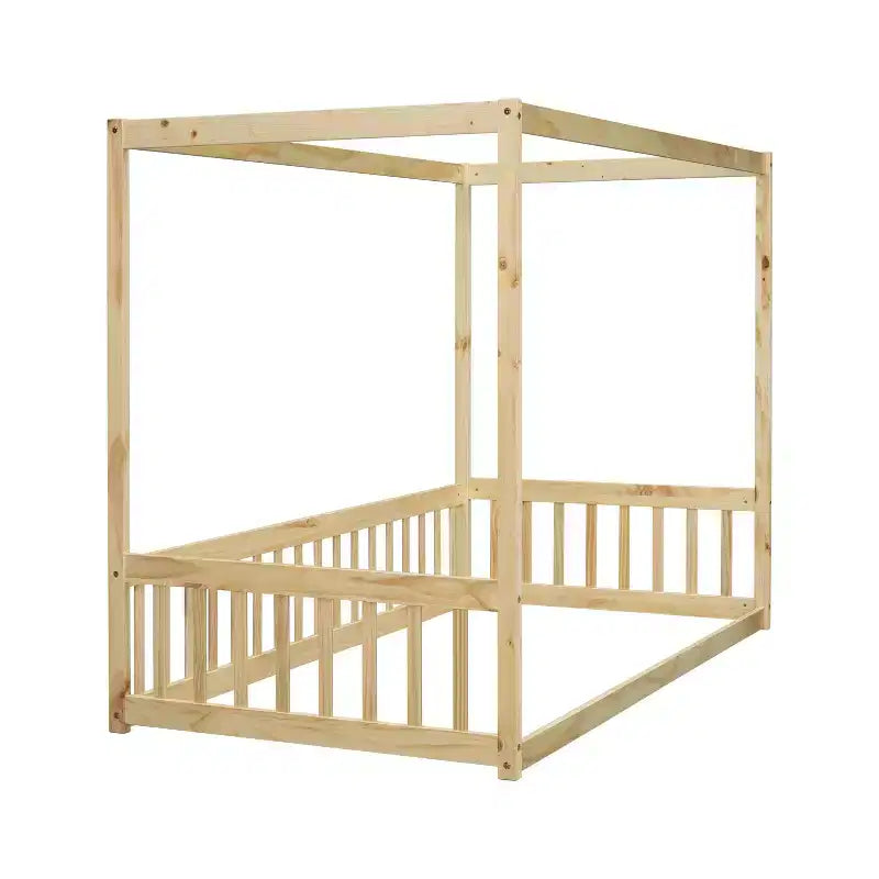 Cama baja Luxystar Twin Canopy con estructura y valla
